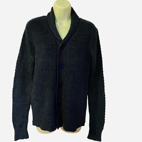 𝅺GEORGE Gray Ribbed Knit Long Sleeve Button Cardigan Sweater. Size Small - Picture 1 of 7